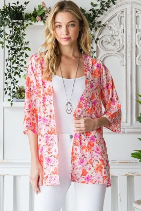 Multi Floral Pink Kimono - #4797-4802