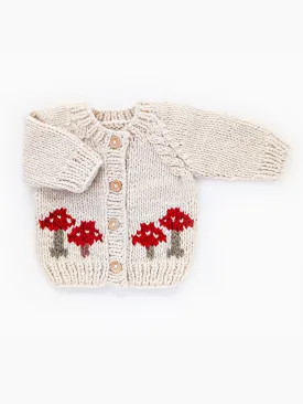 Mushroom Cardigan Knit Sweater, Natural