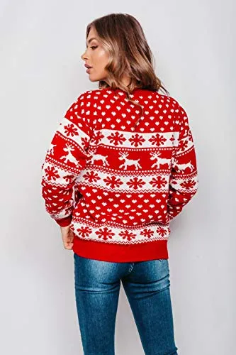 New Unisex Ladies Men Kids Christmas Jumper Reindeer Snowflakes Knitted Xmas Long Sweater