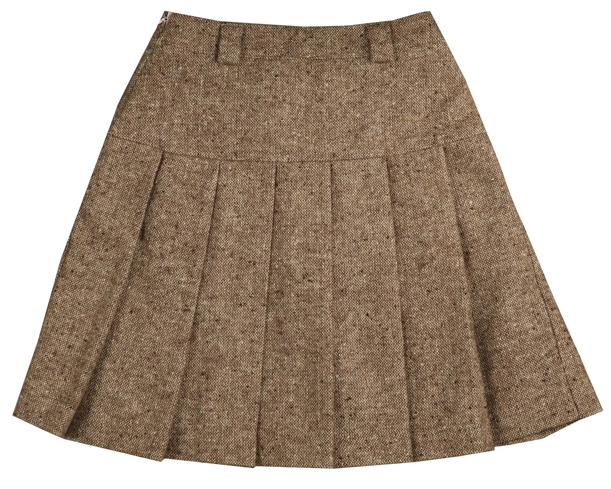 Noma Beige Tweed Pleated Skirt (NSK741)