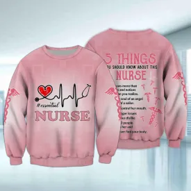 Nurse Essential Heartbeat Pink 3D Sweatshirt Hoodie Bomber, Idea Gift for Nurse Christmas