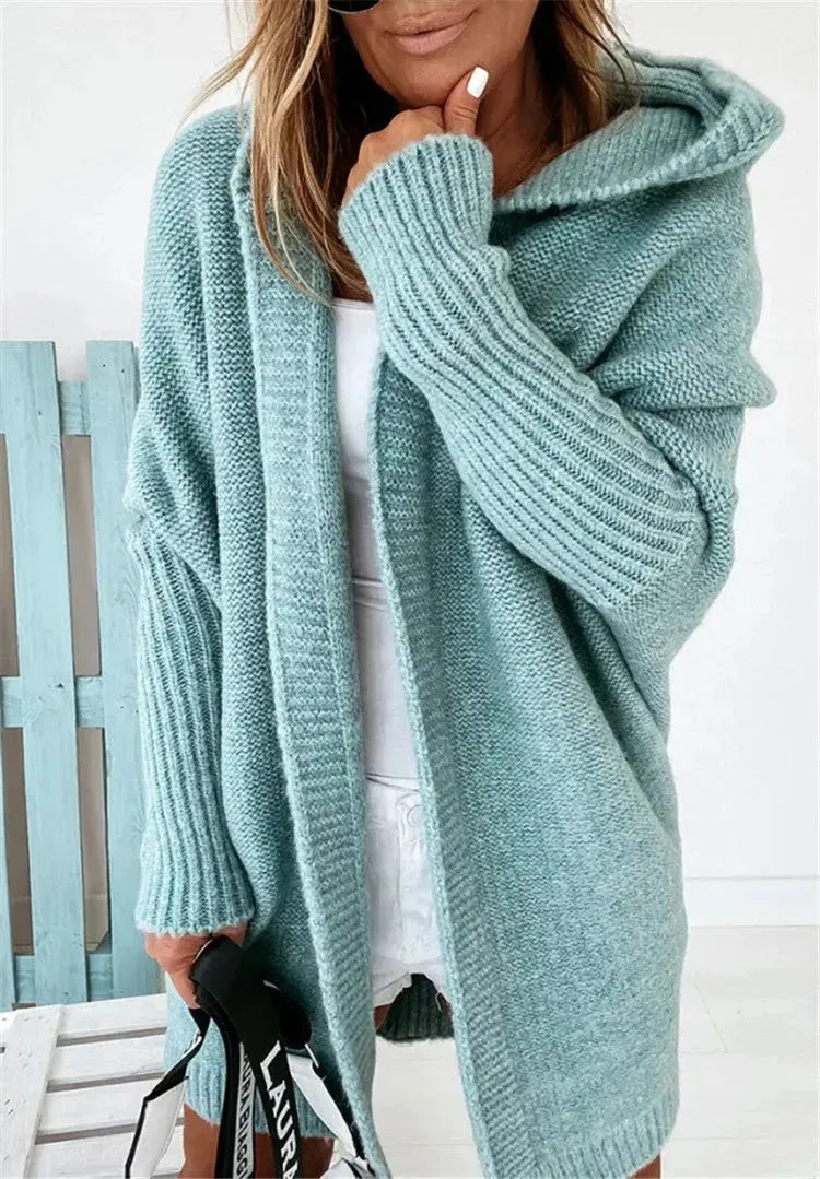 Oversized Head cover Knitted Long Kimono Cashmere Cardigan for Women