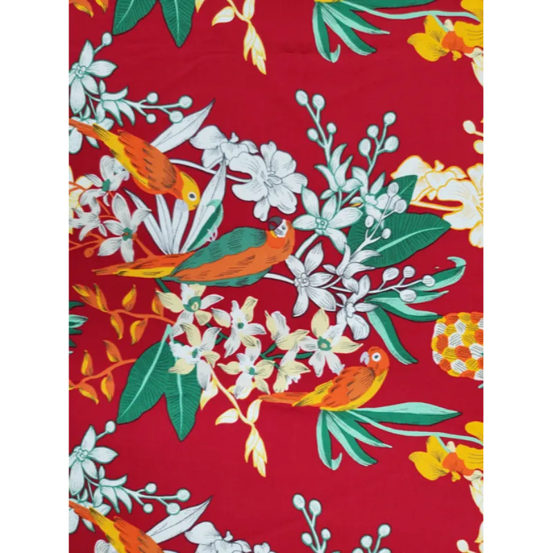 Parrots Vintage Inspired Hawaiian Aloha Shirt | Red