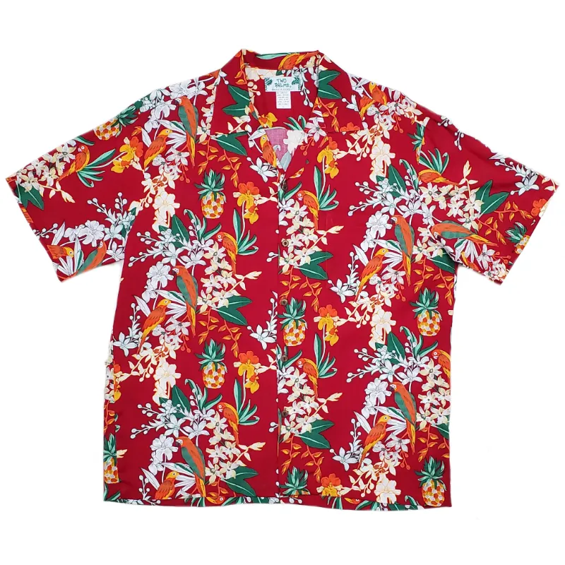 Parrots Vintage Inspired Hawaiian Aloha Shirt | Red