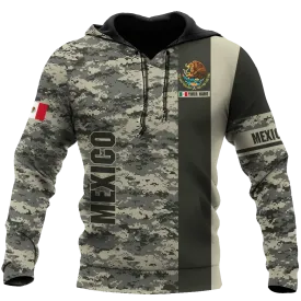 Personalized 3D All Over Print Mexico Hoodie Camo Pattern, Mexican Hoodies, Mexico Gift