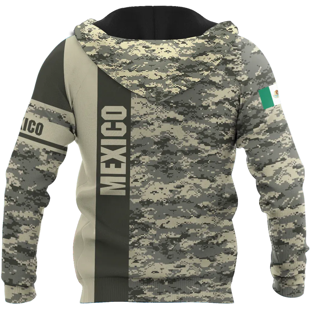 Personalized 3D All Over Print Mexico Hoodie Camo Pattern, Mexican Hoodies, Mexico Gift