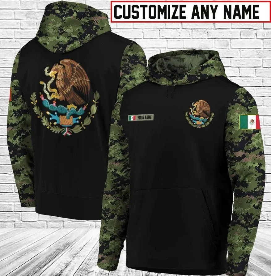 Personalized 3D All Over Print Mexico Hoodie Camo Pattern, Mexican Hoodies, Mexico Gift