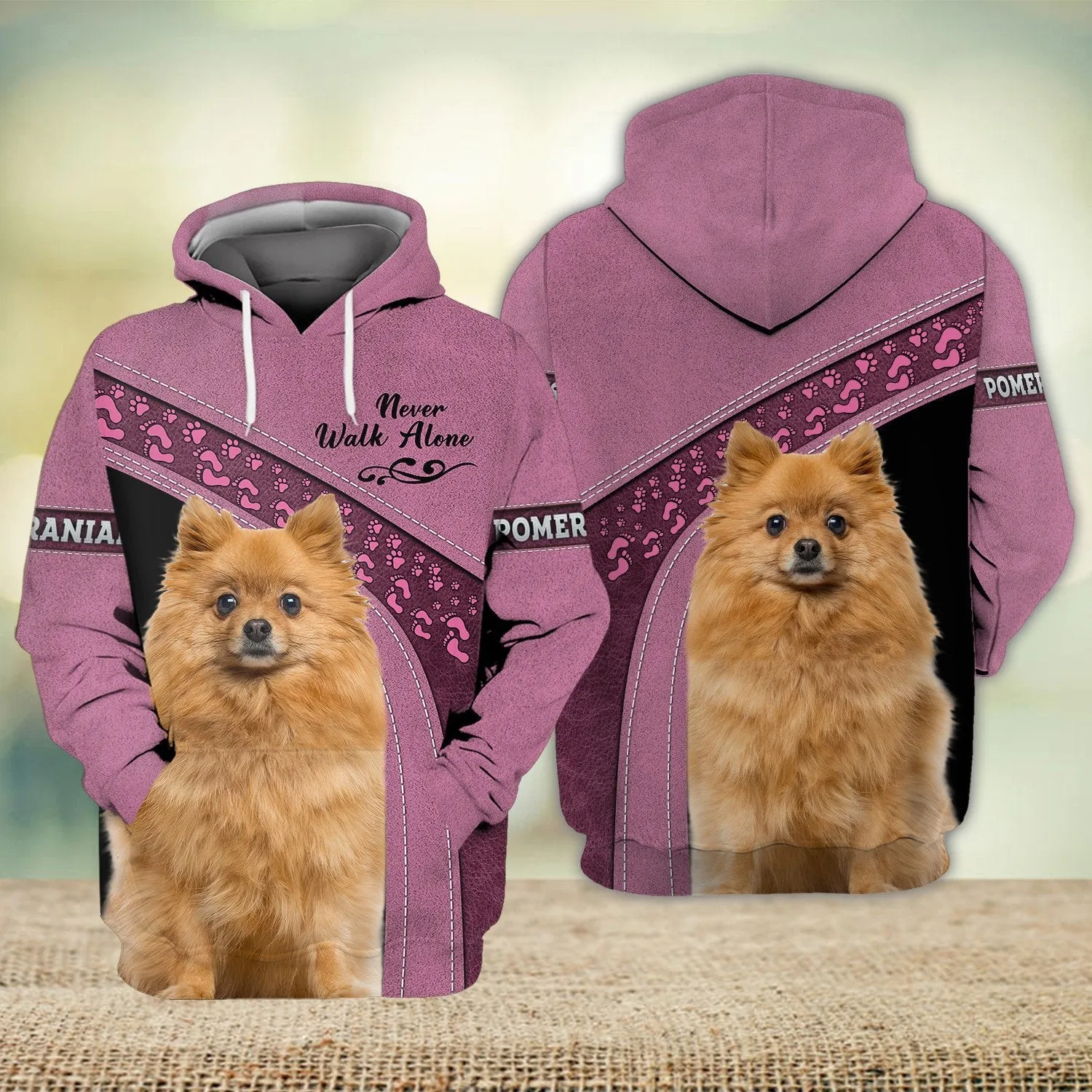 Pomeranians Love Pink Never Walk Alone 3D Full Print Sweatshirt Christmas Gift Shirts