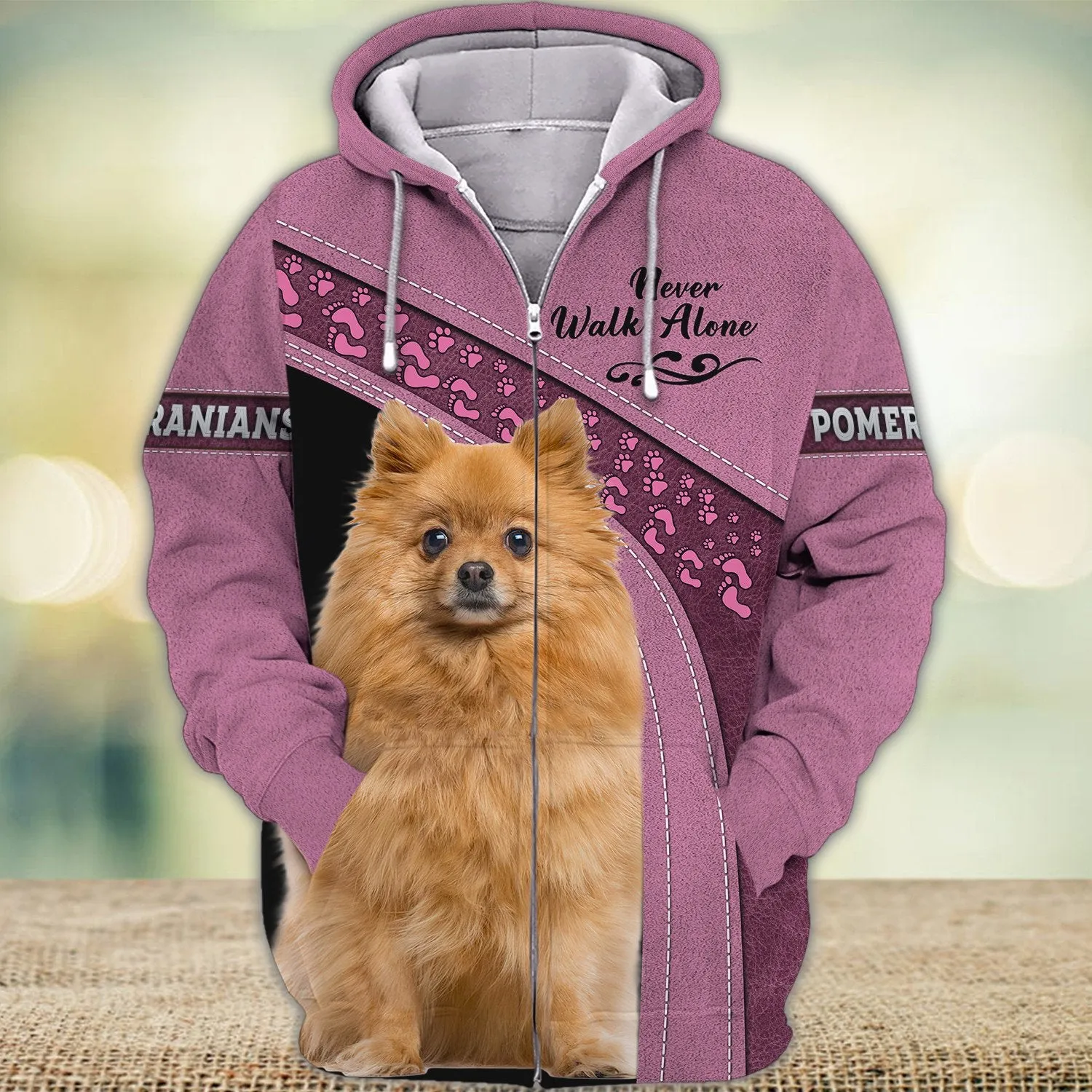 Pomeranians Love Pink Never Walk Alone 3D Full Print Sweatshirt Christmas Gift Shirts