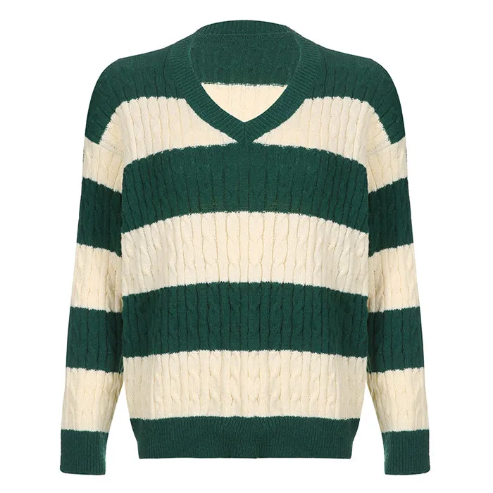 Preppy Girl Striped Jumper