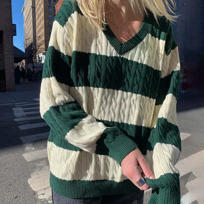 Preppy Girl Striped Jumper