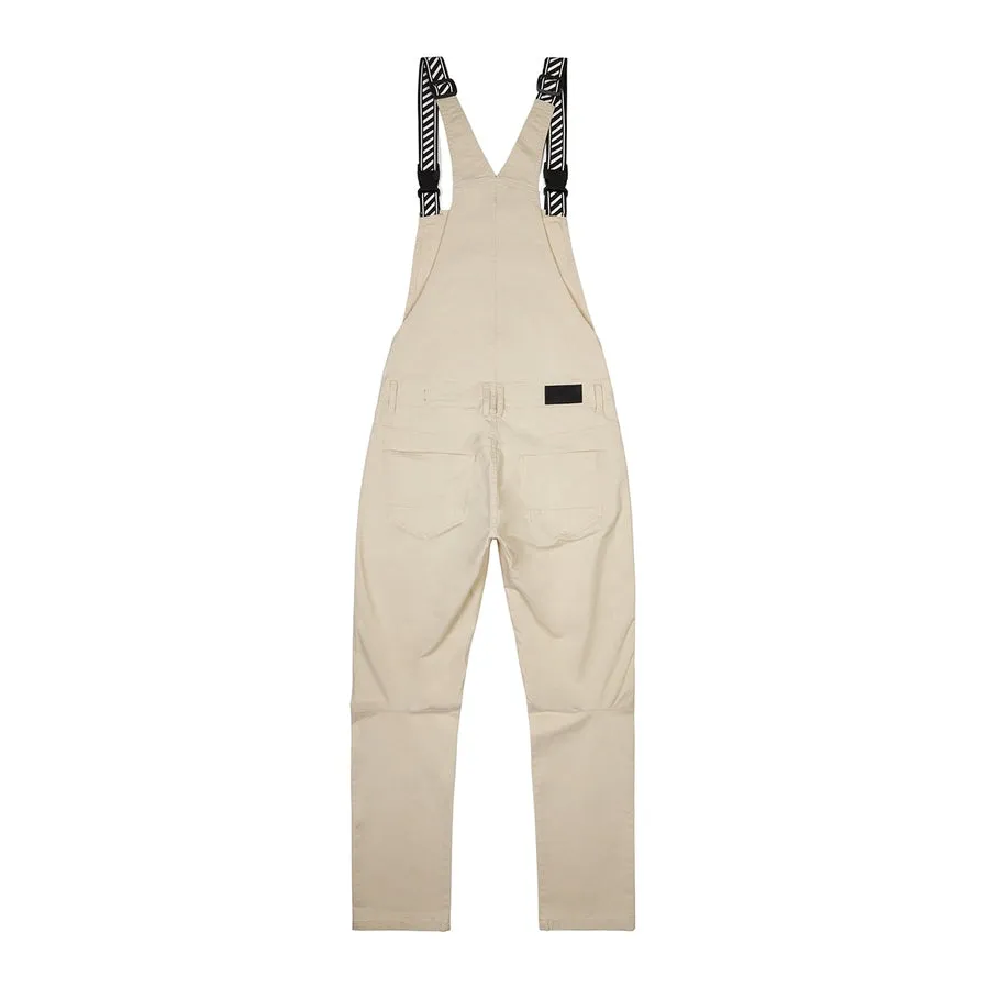 Printed Utility Twill Cargo Overalls - Latte