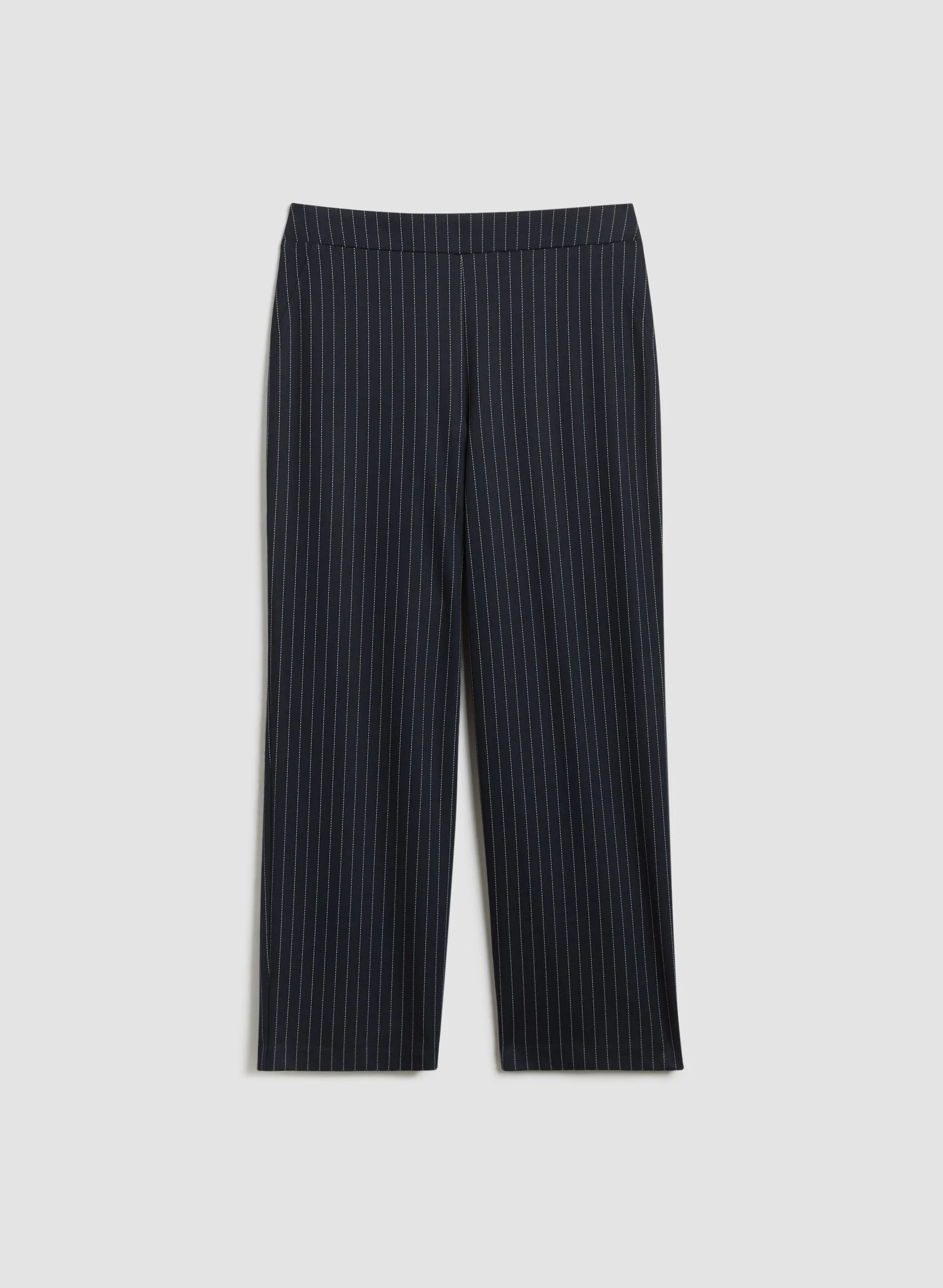 Pull-On Stripe Print Straight Leg Pants