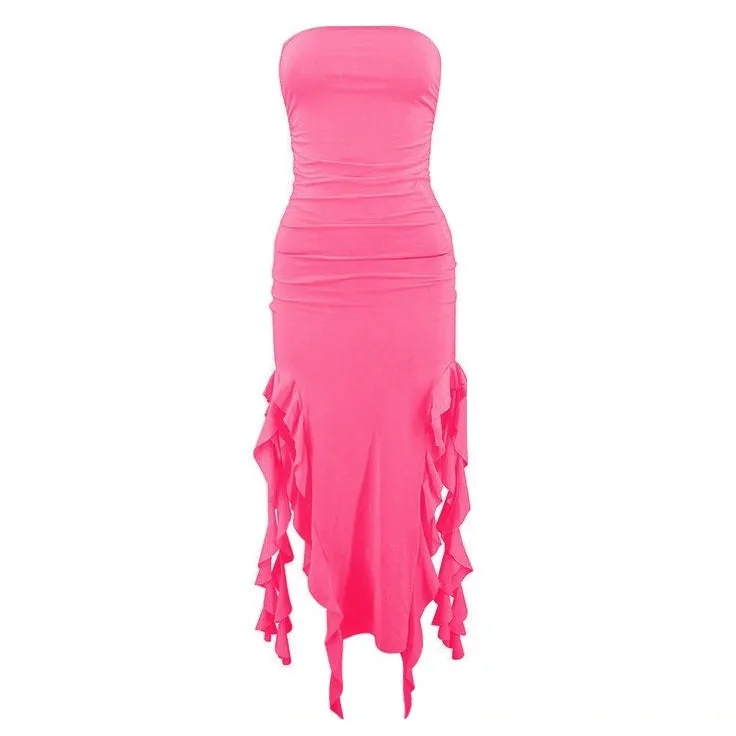 Pure Flirting Ruffle Split Dress