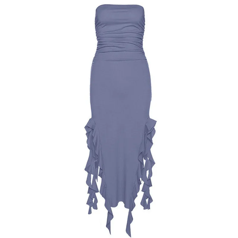 Pure Flirting Ruffle Split Dress