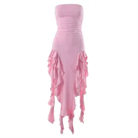 Pure Flirting Ruffle Split Dress