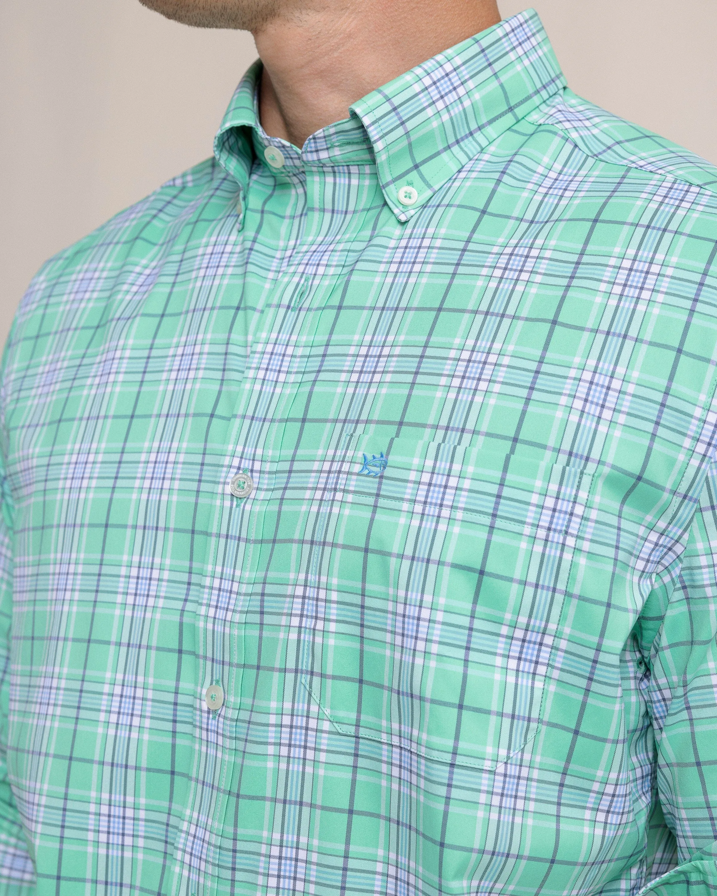 River Point Plaid Intercoastal Long Sleeve Sport Shirt