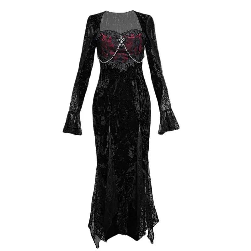 Rose Cemetery Gothic Fishtail Dress