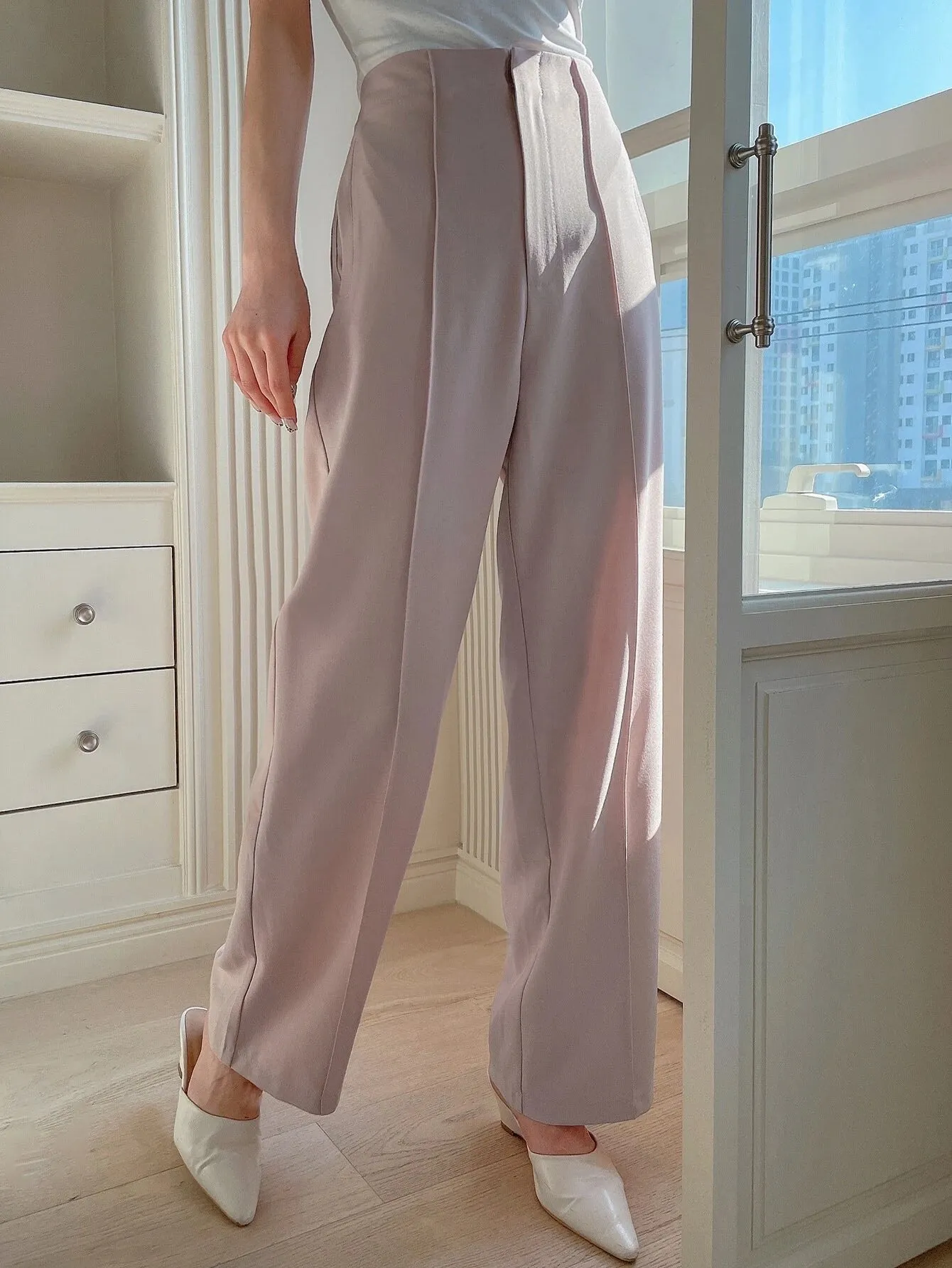 SHEIN DAZY High Waist Straight Leg Suit Pants