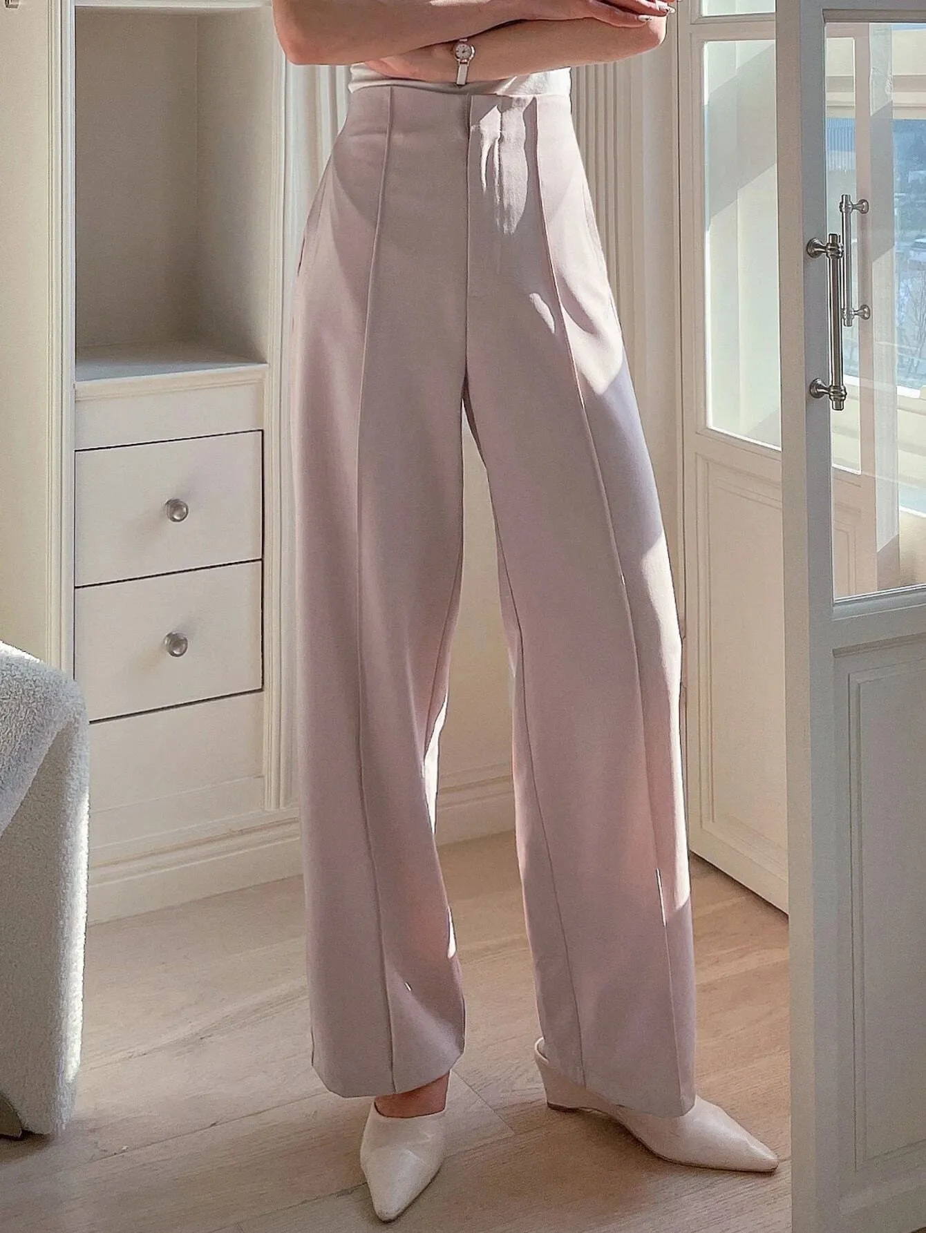 SHEIN DAZY High Waist Straight Leg Suit Pants