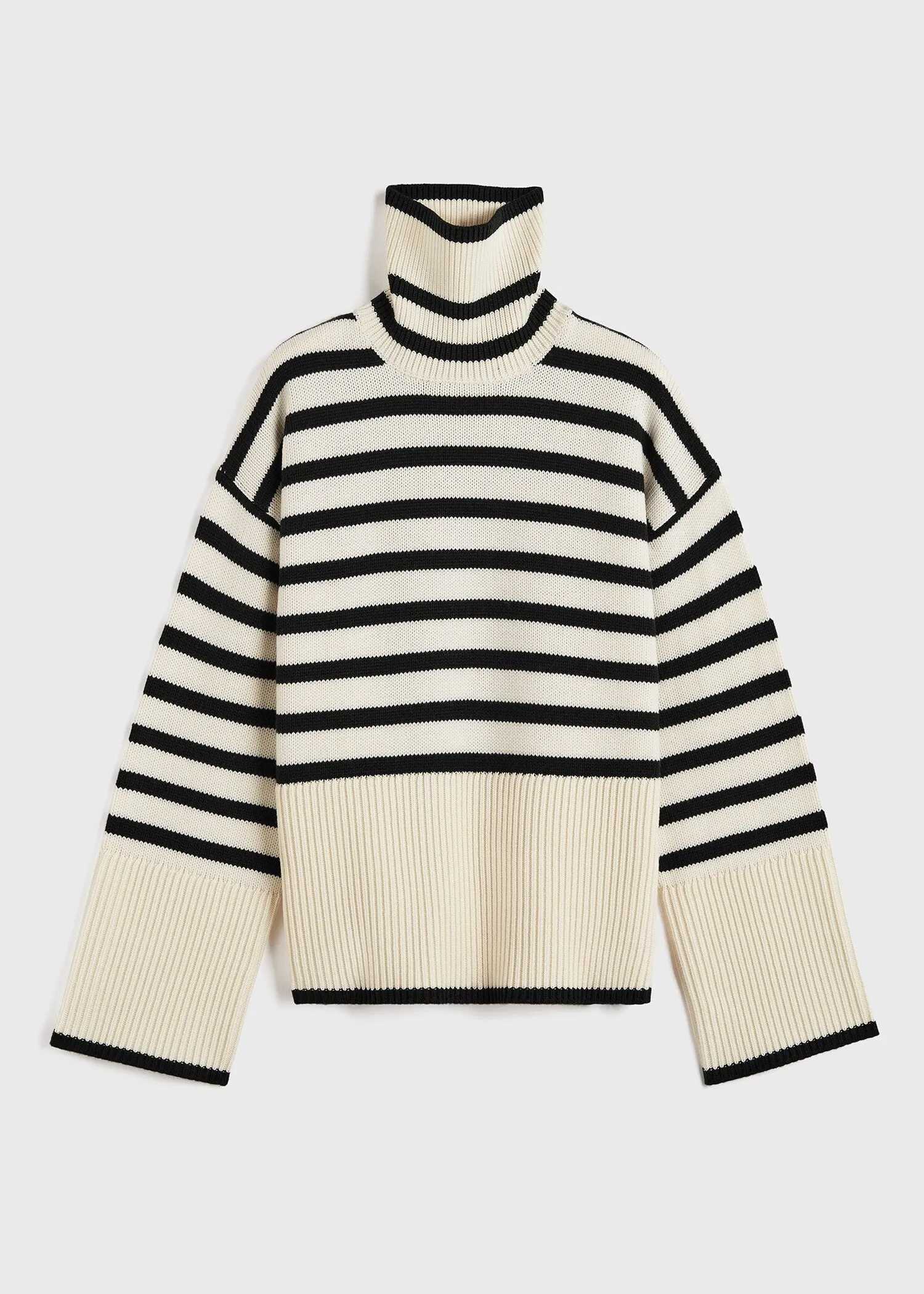 Signature stripe turtleneck light sand