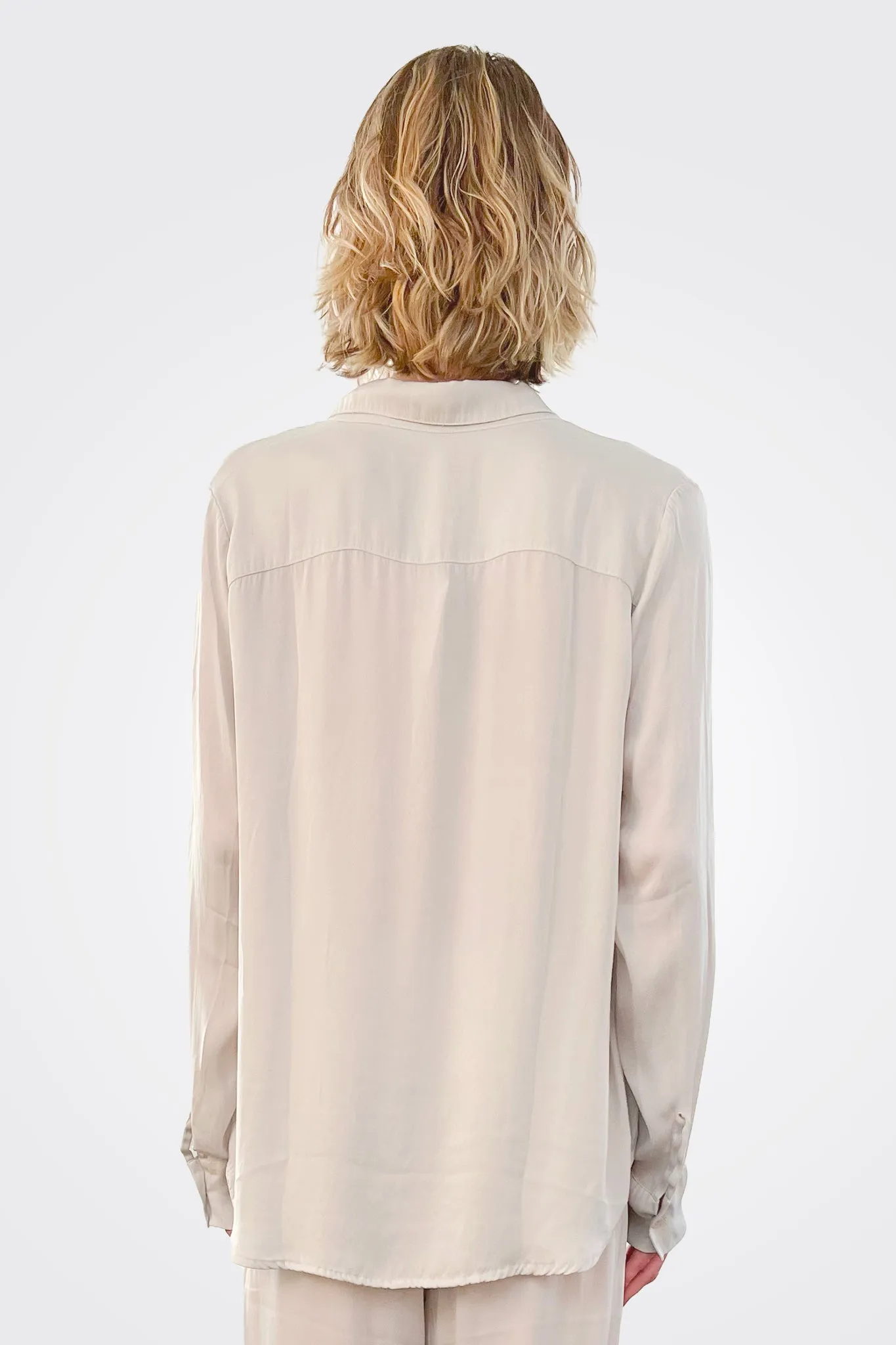 Silk Button Down Blouse - Pearl