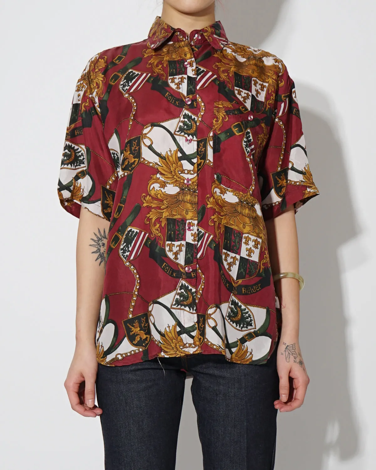 Silk shirts Short Sleeve Patterned / A