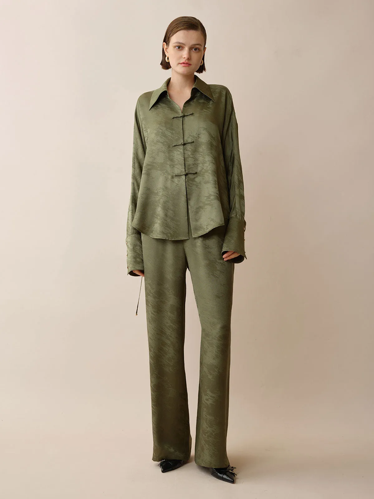 SILKINC  Silk Jacquard Shirts Long Set