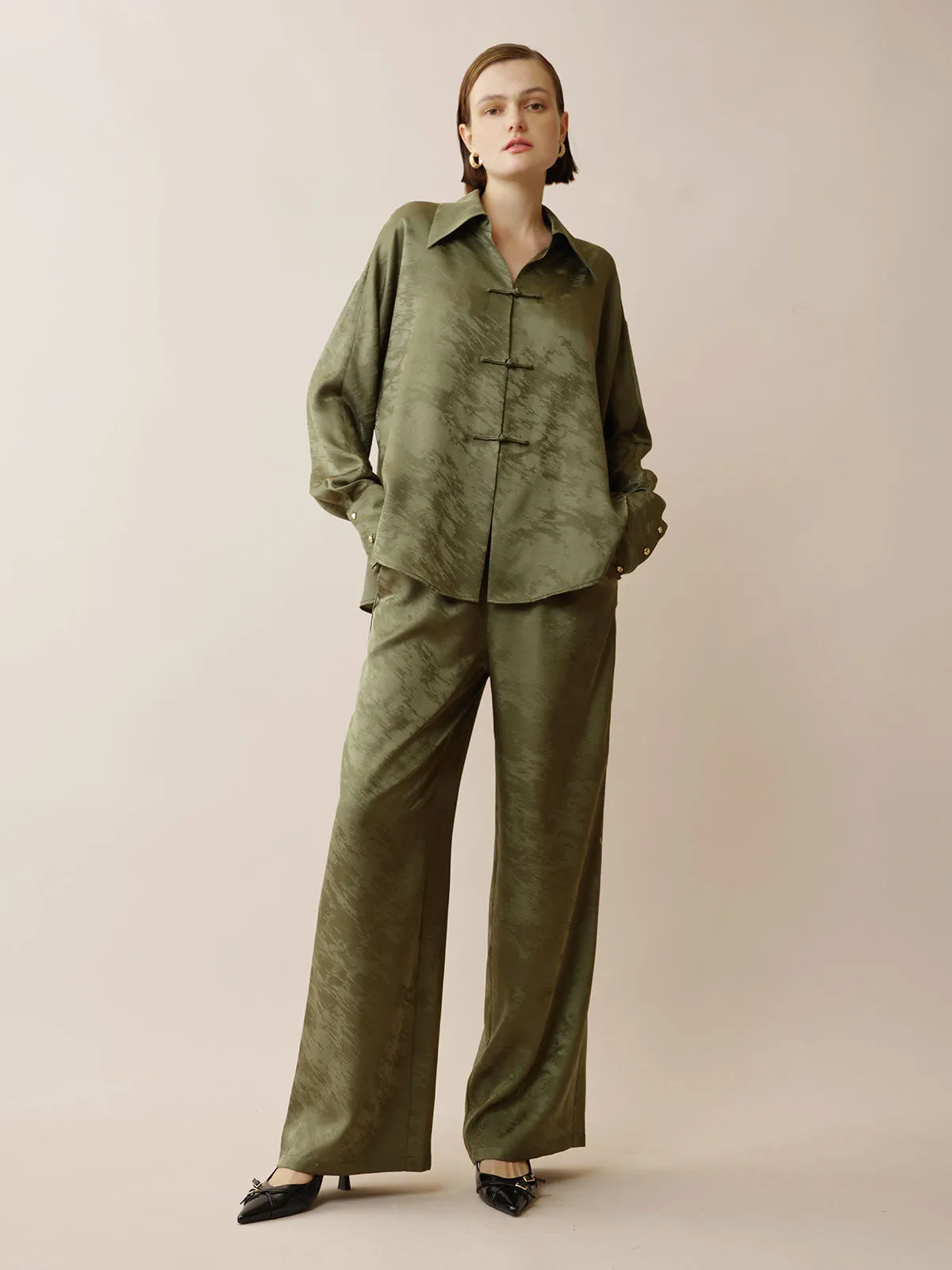 SILKINC  Silk Jacquard Shirts Long Set