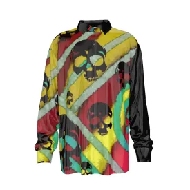 Skull culture Men's Imitation Silk Long-Sleeved Shirt