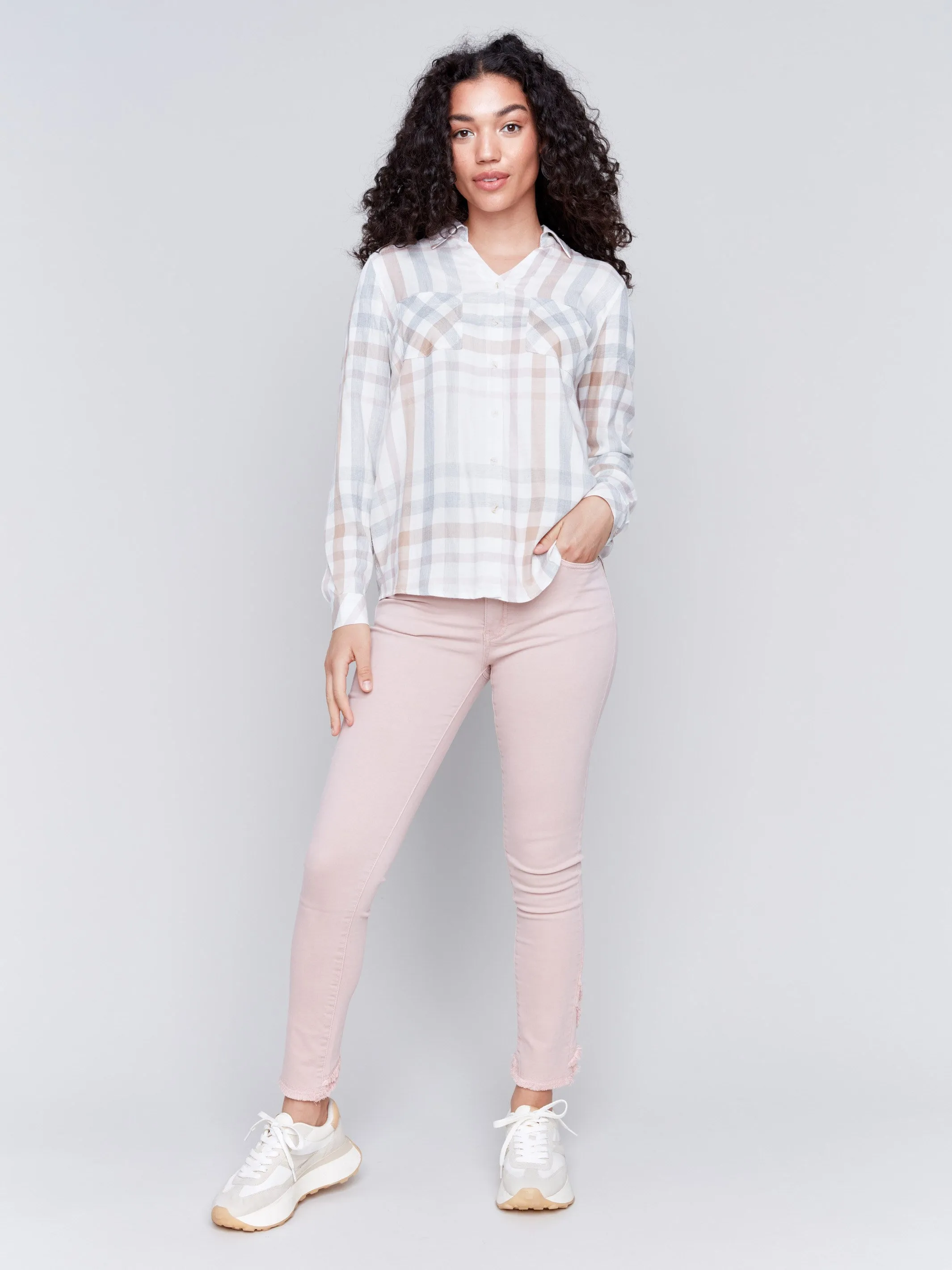 Soft Plaid Button-Down Shirt - Quartz