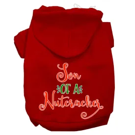 Son Of A Nutcracker Screen Print Dog Hoodie Red Xl