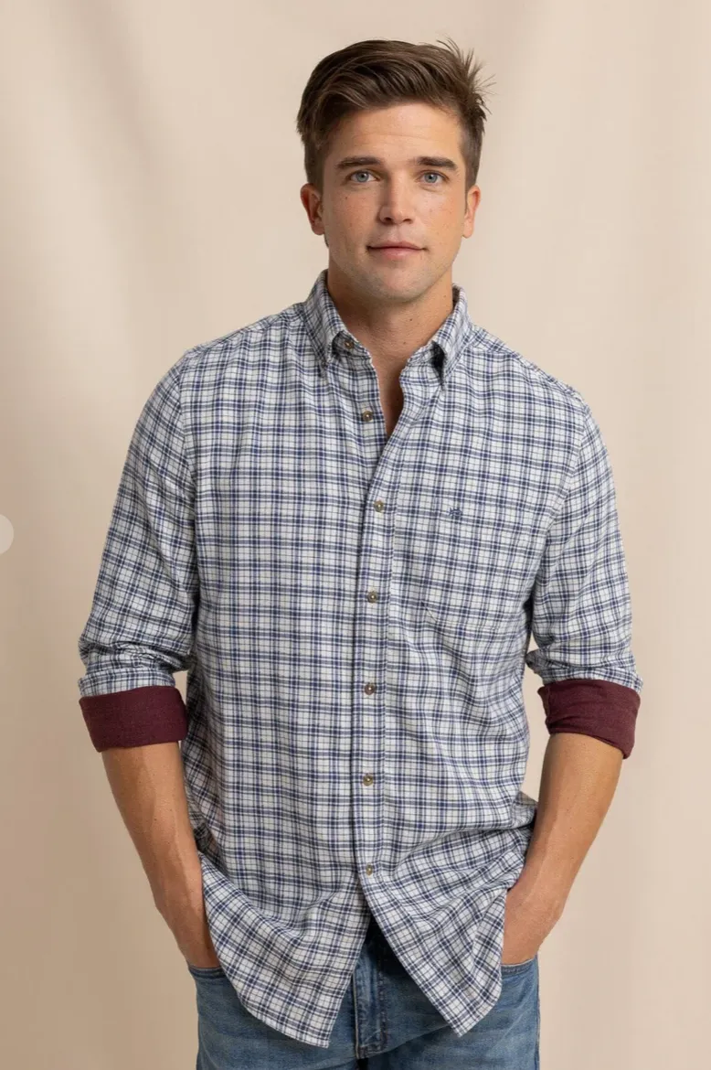 Southern Tide Barnwell Plaid Sportshirt Oatmeal