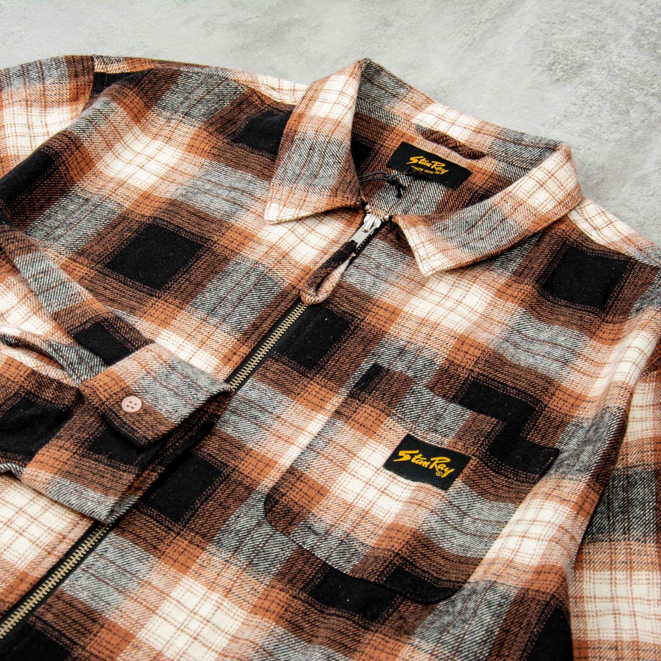 Stan Ray Zip Shirt - Brown Plaid