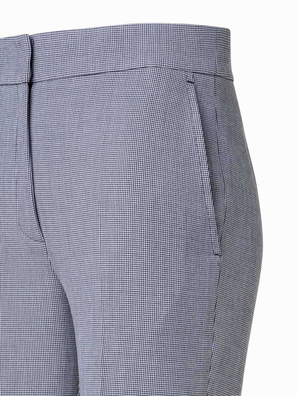 Straight Business Pants in Micro Houndstooth Pebble Crêpe