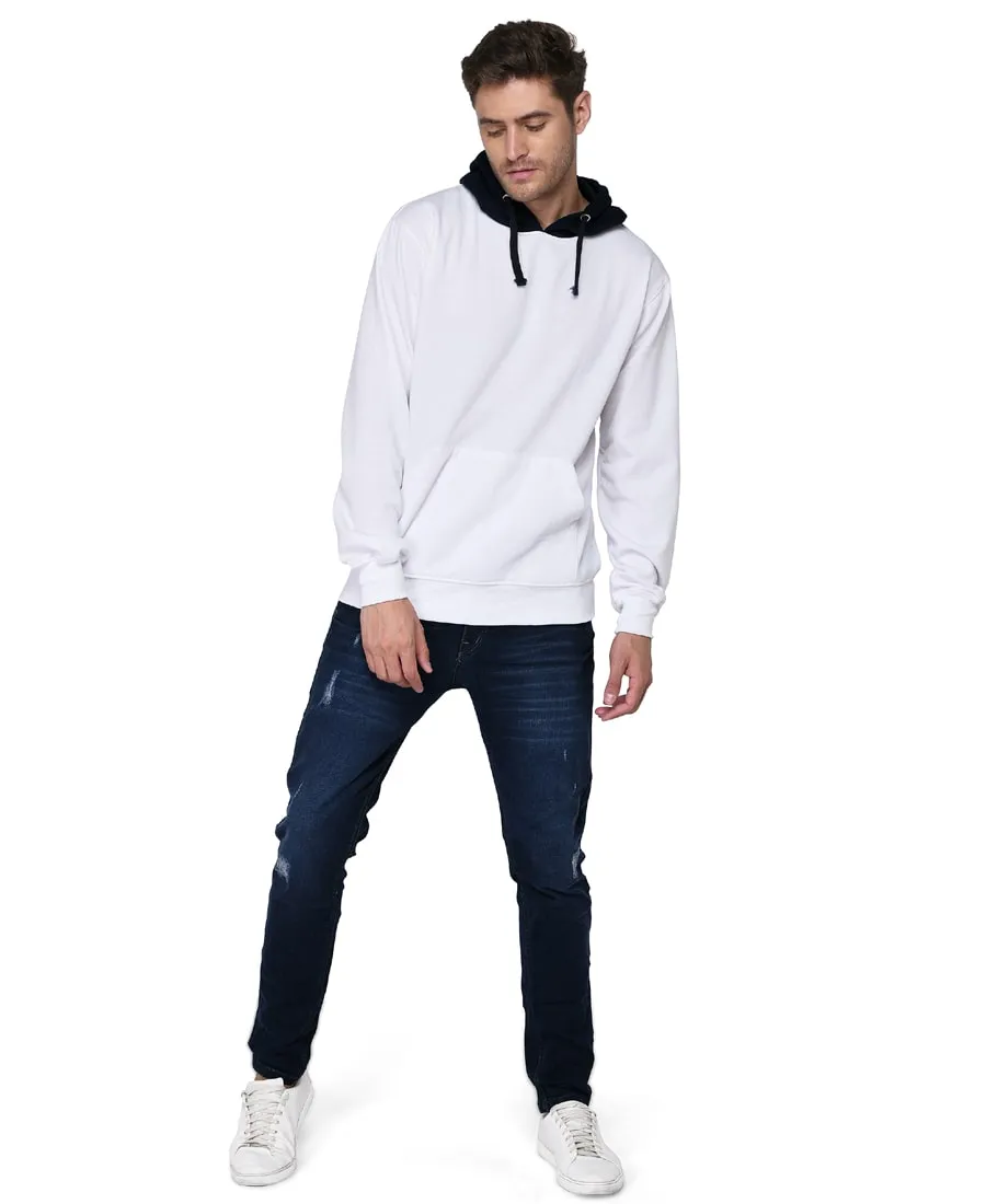 SXV Solid COLOURBLOCKED White Sweatshirt Hoodie for Men & Women