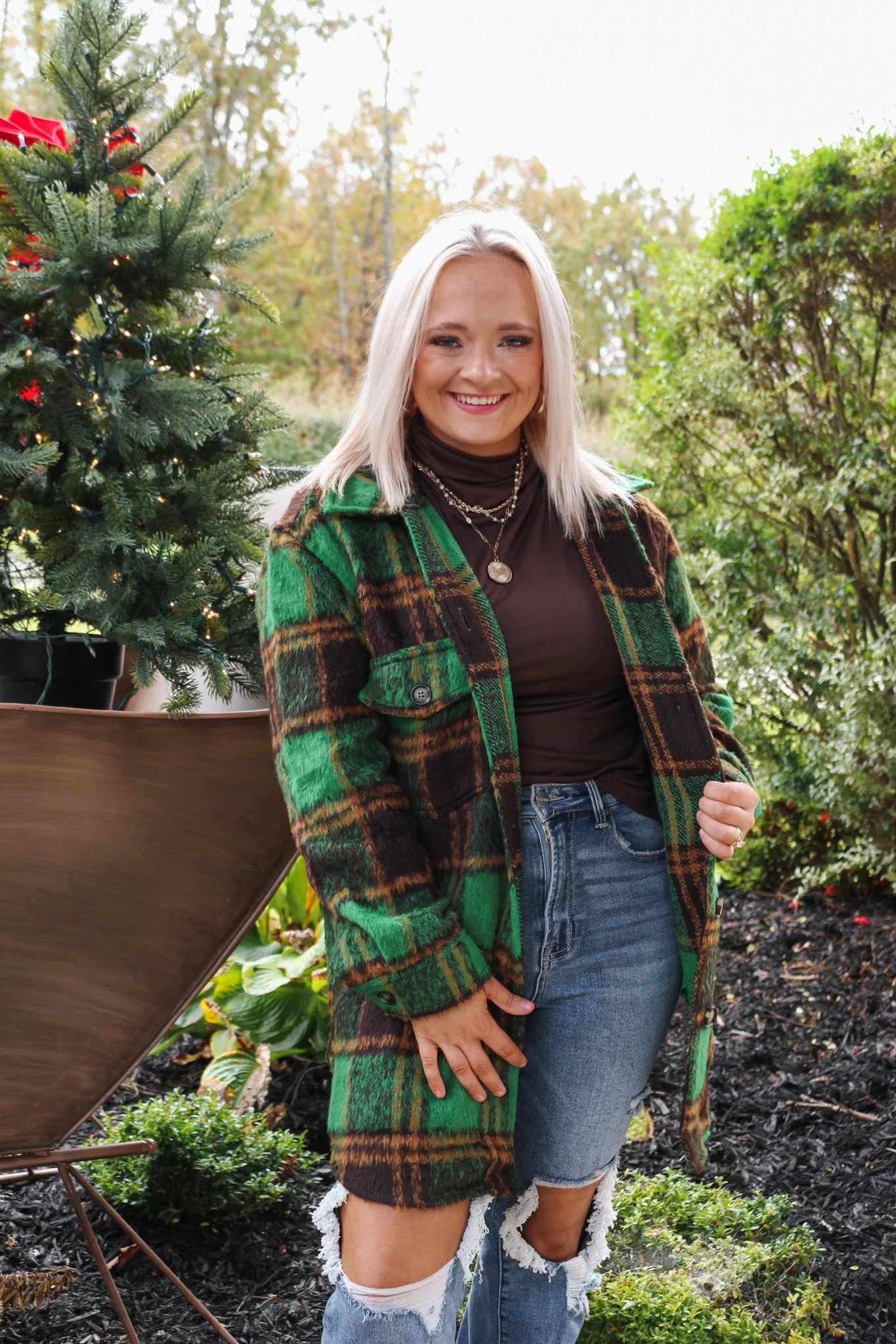 Toasty Topper Green Plaid Shacket