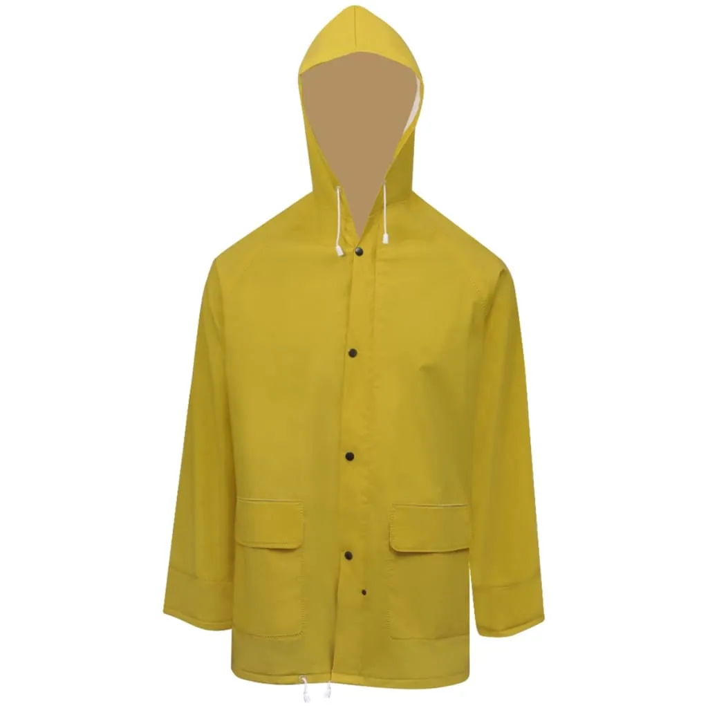 vidaXL Waterproof Heavy-duty 2-piece Rain Suit with Hood Yellow L