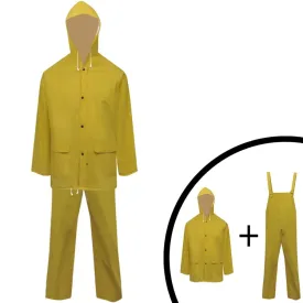 vidaXL Waterproof Heavy-duty 2-piece Rain Suit with Hood Yellow L