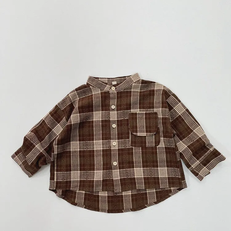 Vintage Kids Plaid Long Sleeve Shirts & Tops