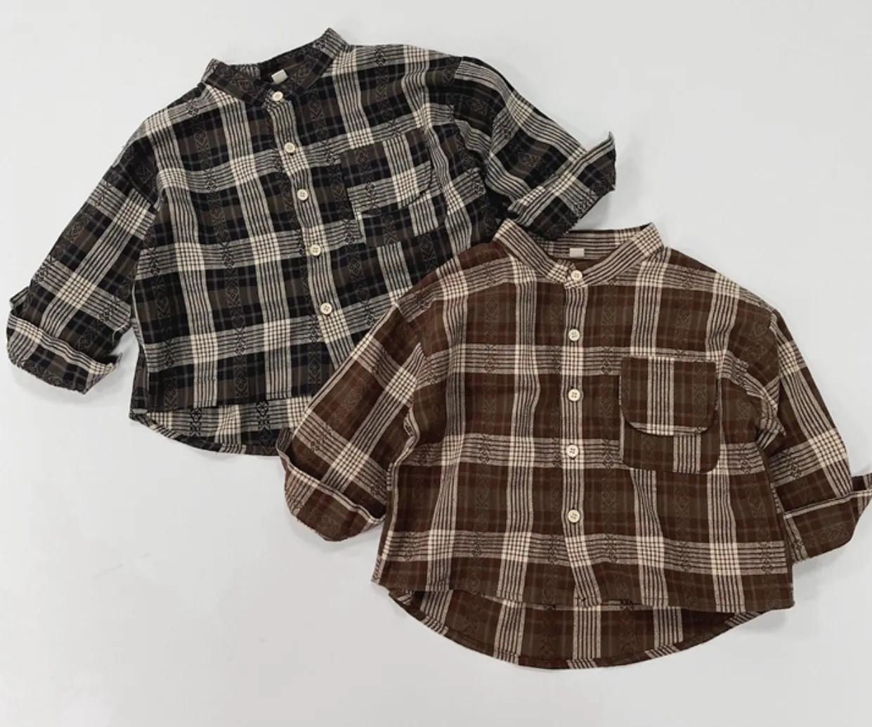 Vintage Kids Plaid Long Sleeve Shirts & Tops