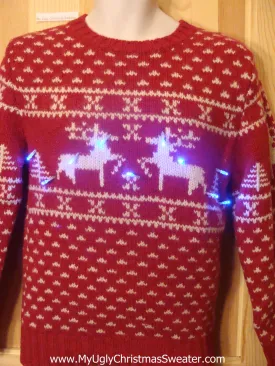 Vintage Reindeer Light Up Christmas Sweater