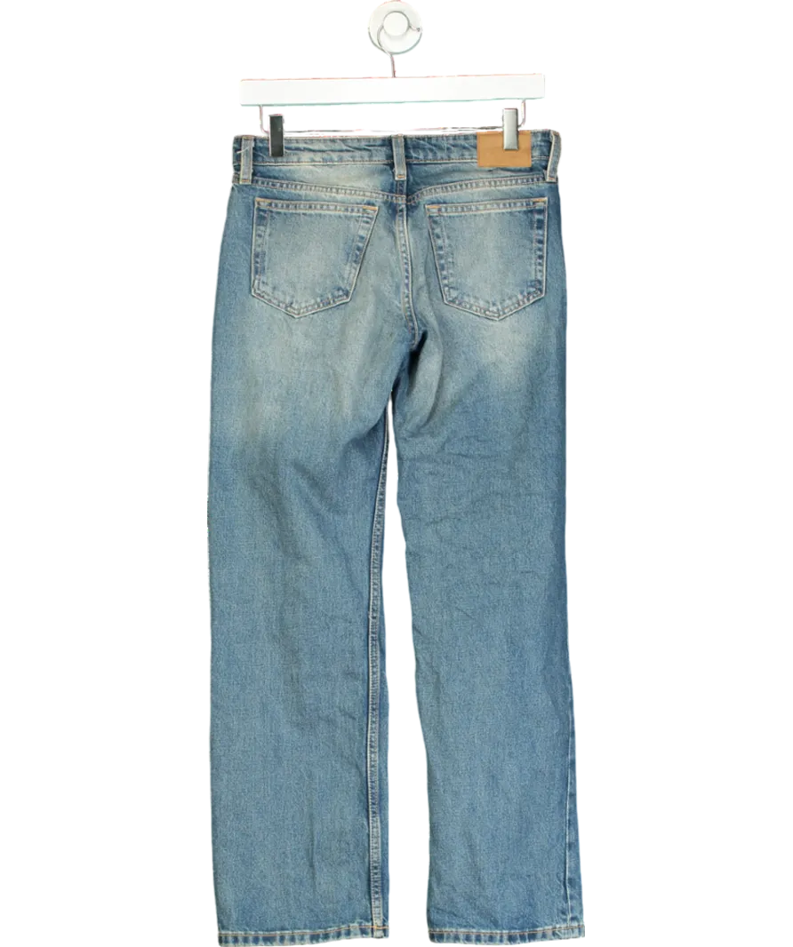 Weekday Low Waist Regular Fit Straight Leg Jeans In Streaky Blue Wash W25