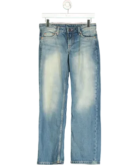 Weekday Low Waist Regular Fit Straight Leg Jeans In Streaky Blue Wash W25