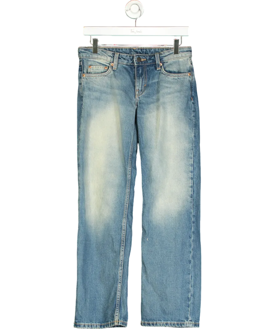 Weekday Low Waist Regular Fit Straight Leg Jeans In Streaky Blue Wash W25