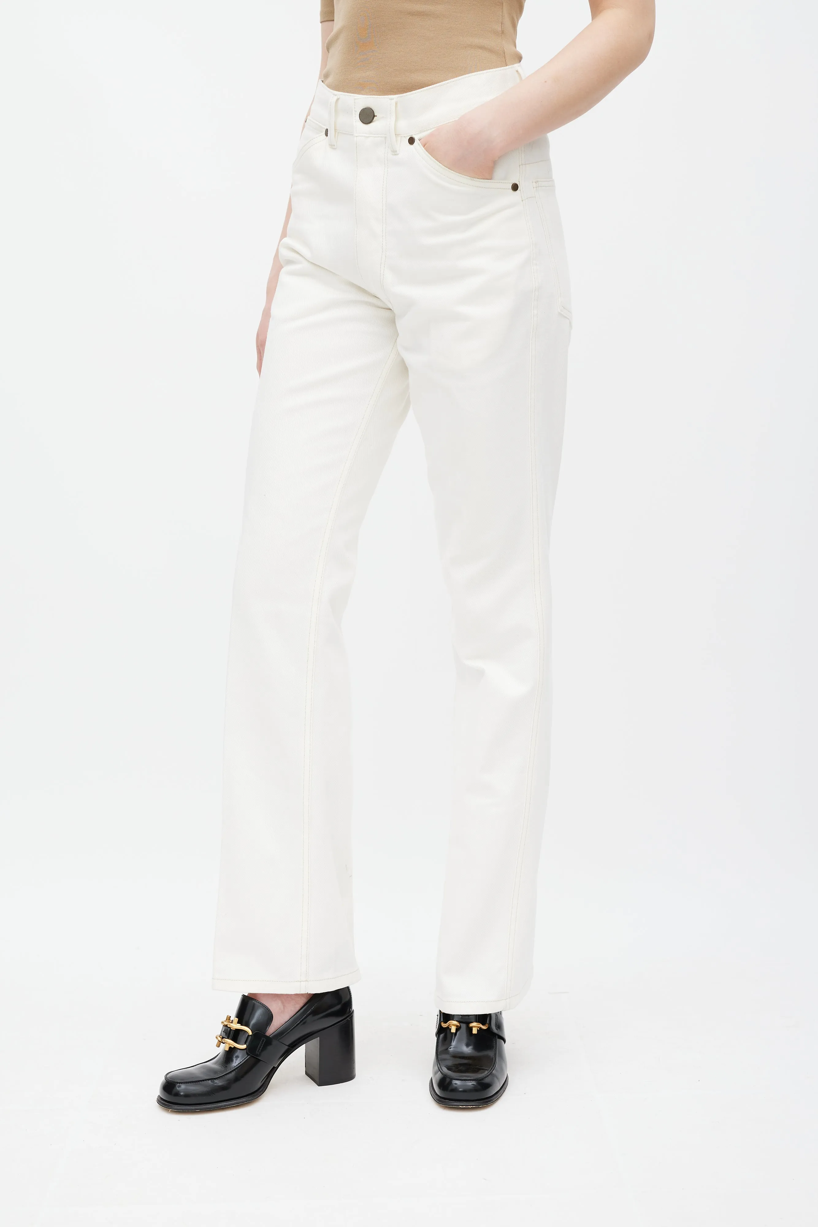 White Straight Leg Jeans