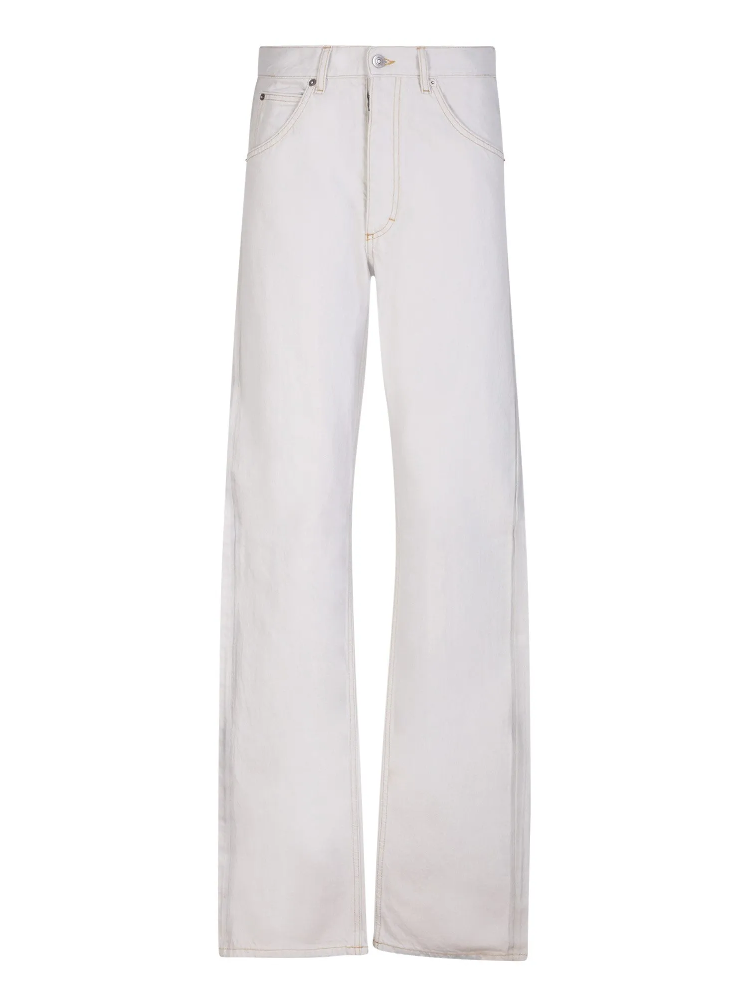 White straight-leg jeans