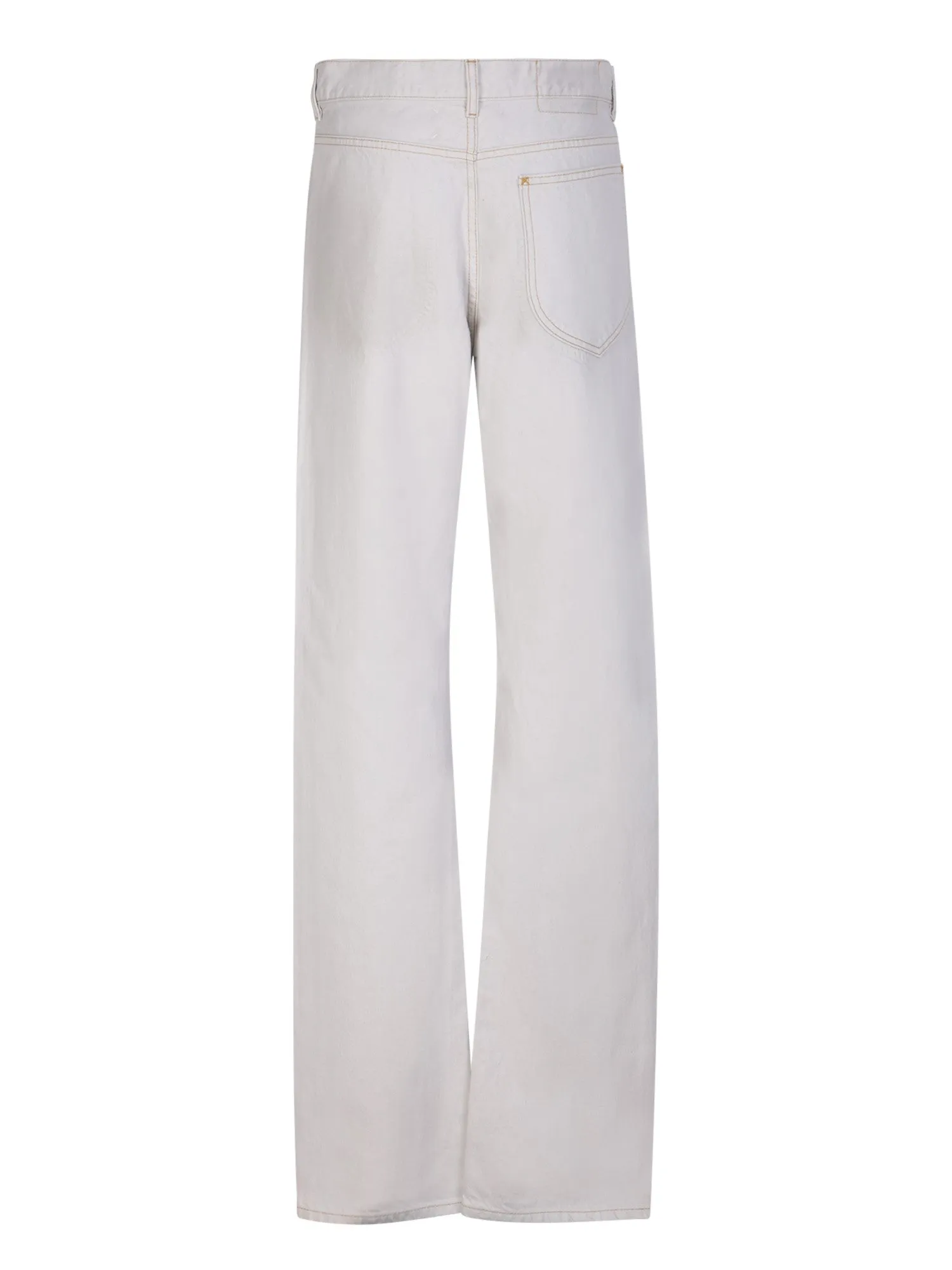 White straight-leg jeans