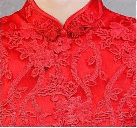 Winnal Retro Lace Mandarin Collar Cheongsam Elegant Slim Chinese Style Long Qipao Dress Oversize 3XL