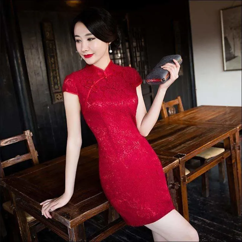 Winnal Retro Lace Mandarin Collar Cheongsam Elegant Slim Chinese Style Long Qipao Dress Oversize 3XL